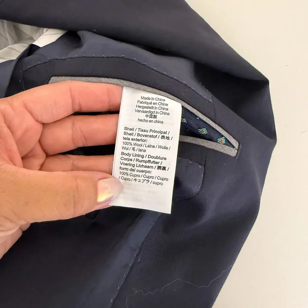 J.Crew Mens Ludlow Lora Piana Wool Slim Fit Suit Jacket Navy Blue - 38 38R